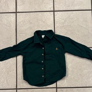 GAP Dark Green Kids Button-Up Shirt NWOT 4T